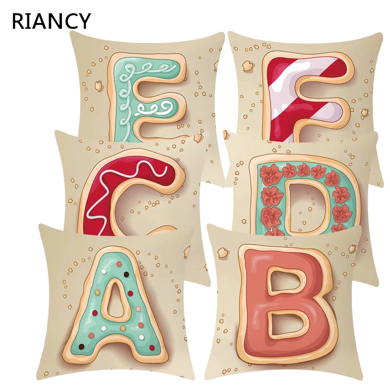 Creative Colorful English Letter Alphabet Cushion Cover Polyester Throw