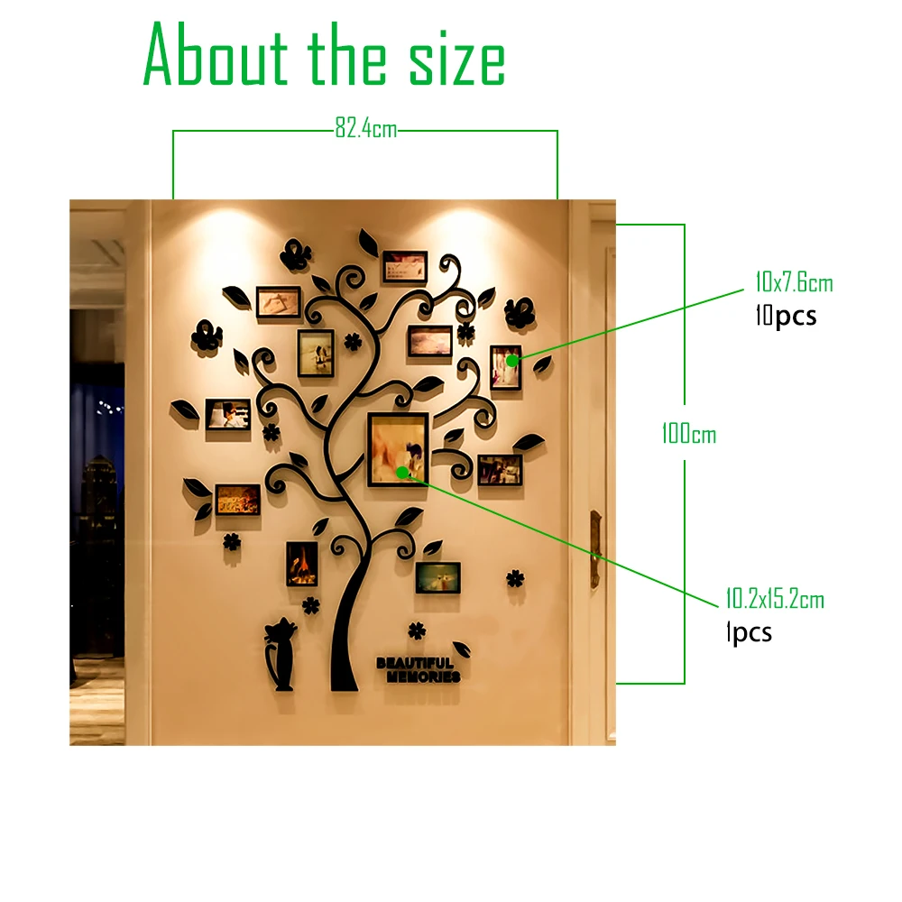 3D дерево наклейка из акрила, фотоальбом для стикеры на обои-дерево форма украшения стикер s домашний Декор настенный плакат подвесной - Цвет: 3