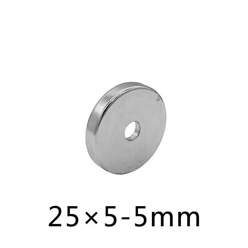 

10/30/50pcs 25 x 5 mm Hole 5 mm Super Strong Ring Loop Countersunk Magnet Rare 25x5-5mm Earth Neo Neodymium Magnets Cylinder 5mm
