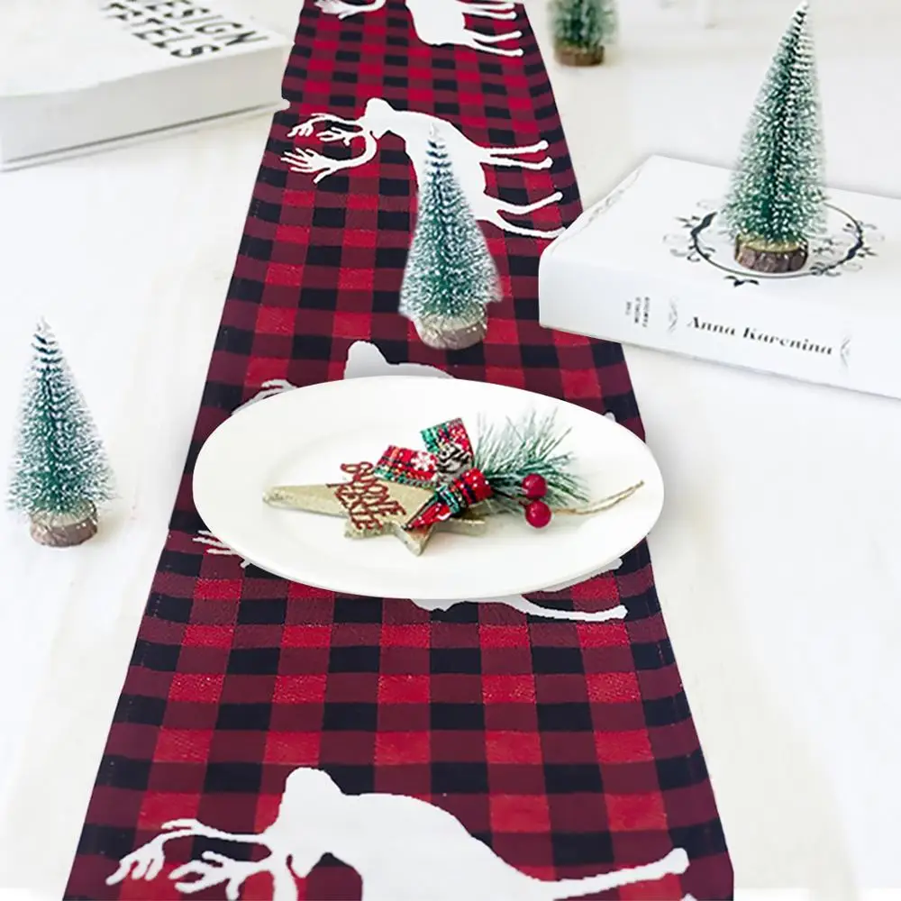 HUIRAN Merry Christmas льняные настольные флаги, крышки, рождественские украшения для дома, Рождественский Снеговик, скатерть для стола лось, настольный декор, год