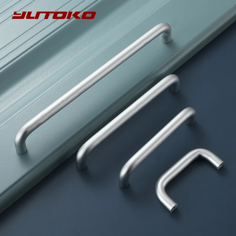 Yutoko Modern Door Handles Minimalist Silver Wardrobe Cupboard