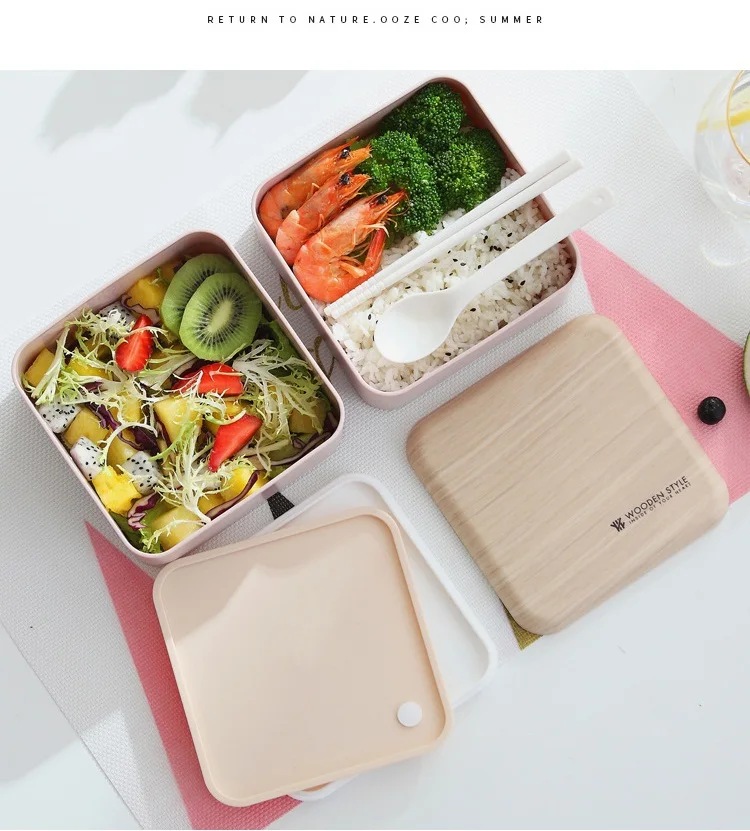 Bento Box Ланч-бокс 2 яруса-нетоксичный Bento box для детей и взрослых-герметичный, микроволновый нагрев