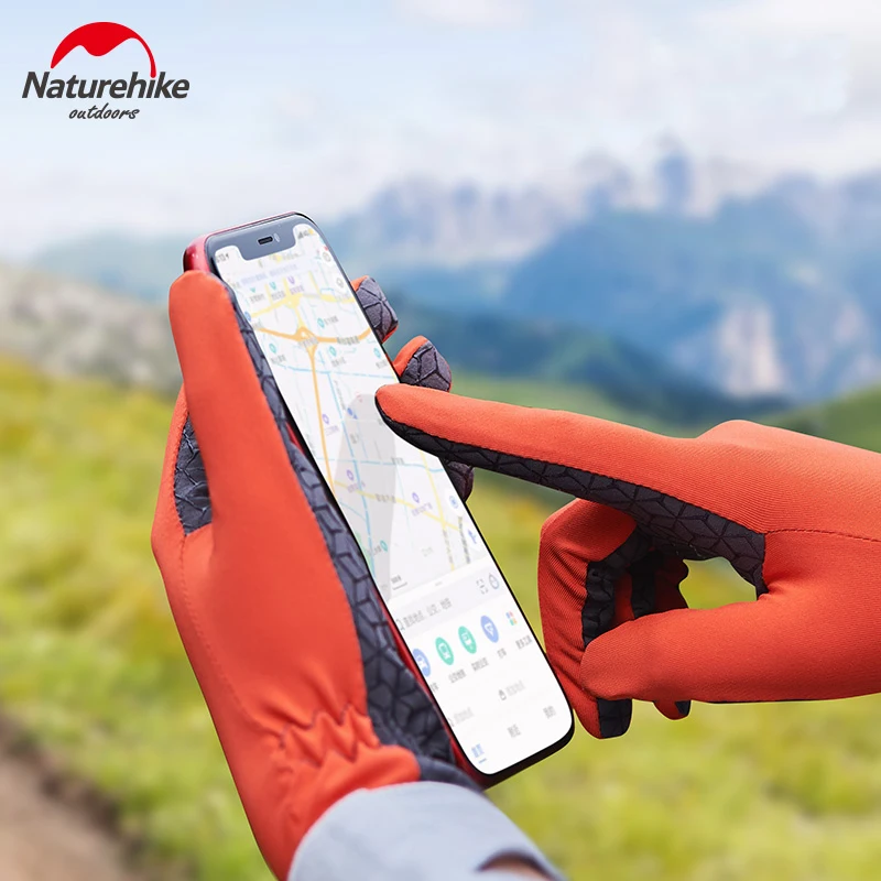 Naturehike нескользящие спортивные перчатки с сенсорным экраном силиконовым принтом