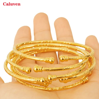 

3MM Africa Jewelry Indian Bangles Ball African Gold color Bangle&Bracelet Ethiopian Dubai Bangles For Women Wedding Gifts