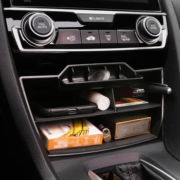 

1 Piece New Built-In With USB Console Central Storage Box Black ABS Storage Fits For Honda Civic16-19 Series