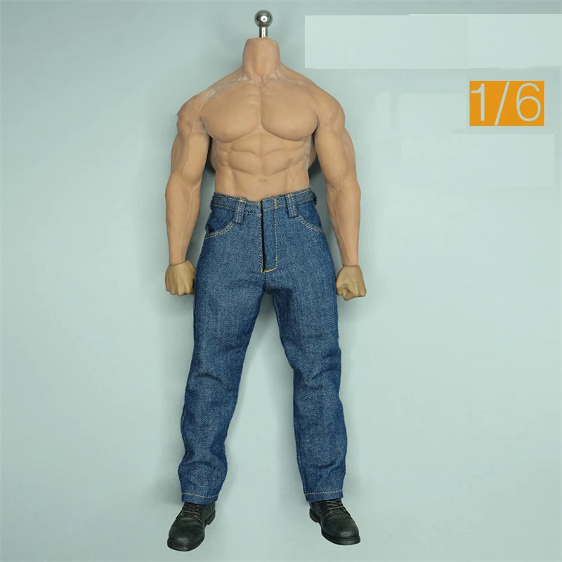 

Hot Sales Scale 1/6th Fashion Blue Jeans Pants Trousers Model For TBLeague M35 12inch Strong Muscle Body Figures Collection