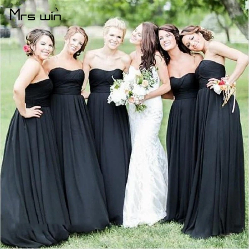 black strapless bridesmaid dress
