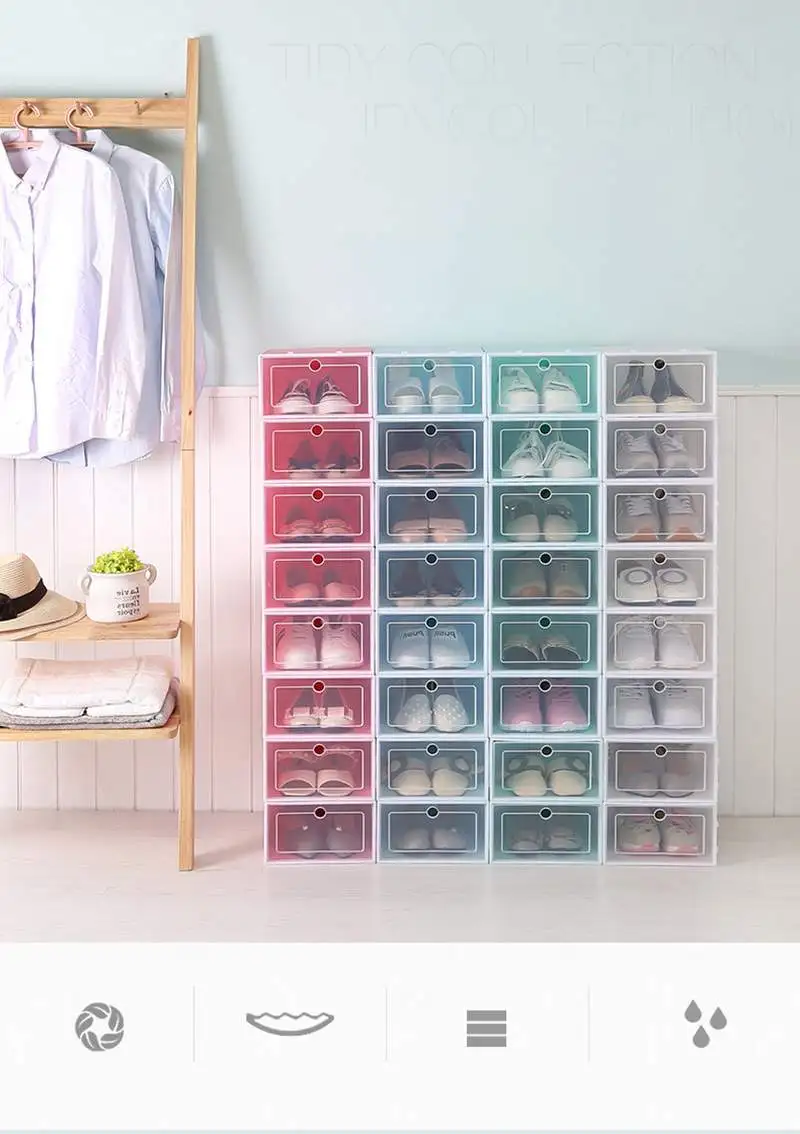 stackable shoe box drawers on 6pcs Thickened Transparent Drawer Case Flip Shoes Box Plastic Shoe Boxes Stackable Box Shoe Organizer Shoebox Storage Shoe Rack Storage Boxes Bins Aliexpress