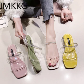 

2020 Women Sandals Shoes Celebrity Wearing Simple Style PVC Clear crystal slippers Woman Transparent shoes slippers women