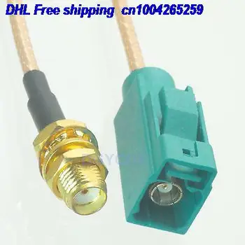 

EMS/ DHL 50pcs Fakra SMB female Z 5021 water bule to SMA female bulkhead RG316 pigtail 6" cable 22j