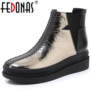 

FEDONAS Autumn Winter Brand Genuine Leather Women Ankle Boots Warm Platform Short Boots Sports Casual Shoes Woman Chelsea Boots