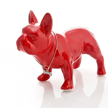 

French Bulldog Statue Dog Art Sculpture Ceramic Crafts Home Decoration Objects Ornament Porcelain Animal Figurine Decor R4198