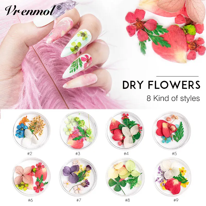 

Vrenmol Leaf Nail Decoration 3D Dry Beauty Natural Floral Sticker Beauty Tips Nails DIY Manicure Tools with Box