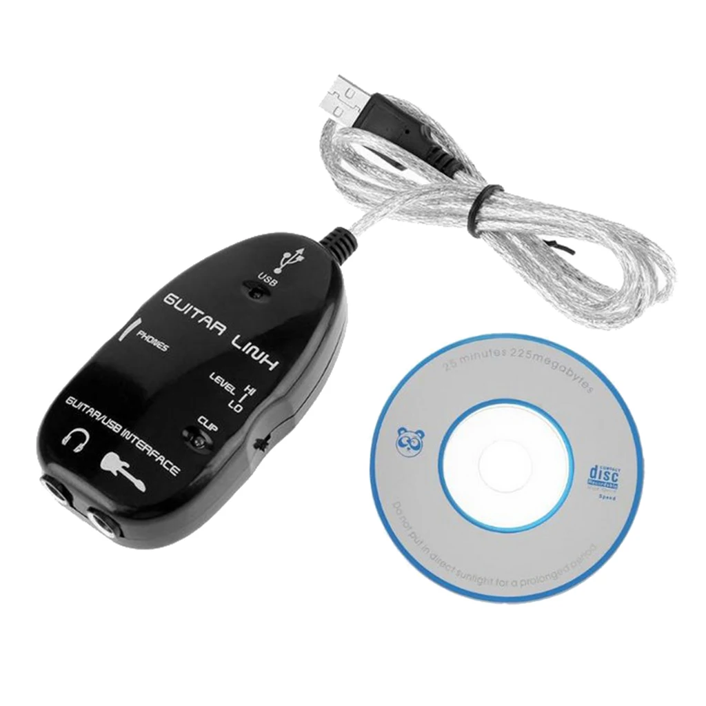 guitar to usb interface link cable audio adapter for pc/mac recording cable