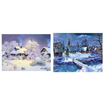 

Diamond Painting Landscape Snow Night Patterns & Mosaic Landscape Pictures of Rhinestones Diamond Embroidery Winter