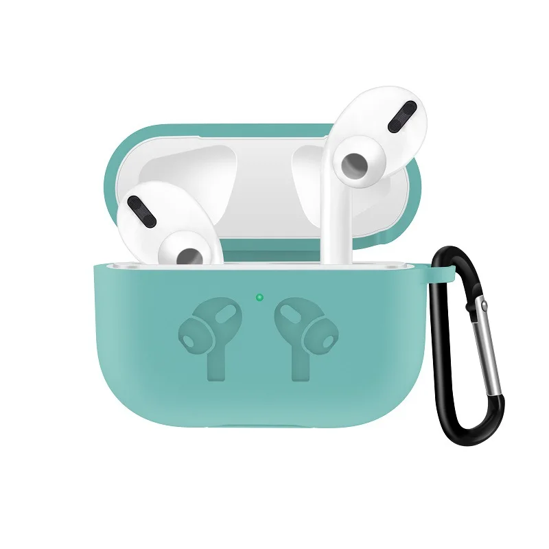 Зеленый Силиконовый чехол для Airpods Pro, беспроводной Чехол для гарнитуры, роскошный противоударный защитный чехол для Air Pods Pro, коробка с крючком - Цвет: Зеленый