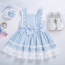 Cutestyles/новое летнее платье для девочек небесно-голубое платье принцессы для свадебной вечеринки для девочек с бантом, детская одежда EG-DMGD201-C143