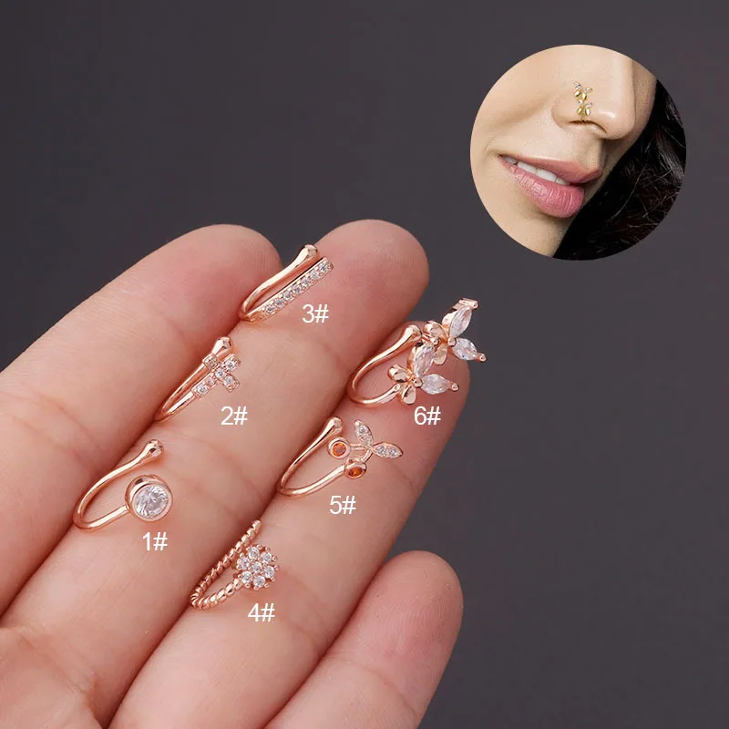 Fake nose piercing price - with rhinestones, ring