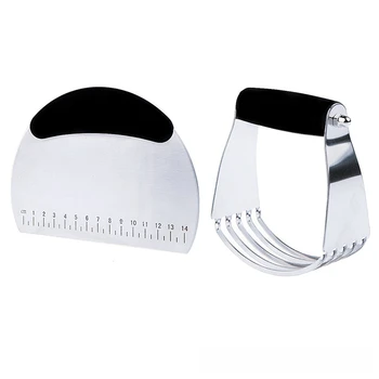 

Pastry Cutter & Dough Scraper Set,Stainless Steel Multipurpose Scraper/Pizza Dough Blender/Chopper-Premium Kitchen Pastry Set fo