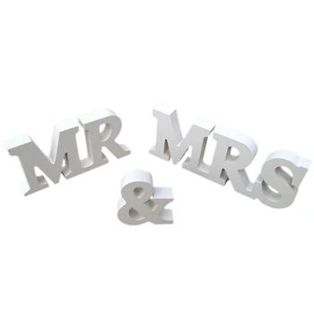 

ELEG-Prochive wedding table deco letters in raw wood MR & MRS