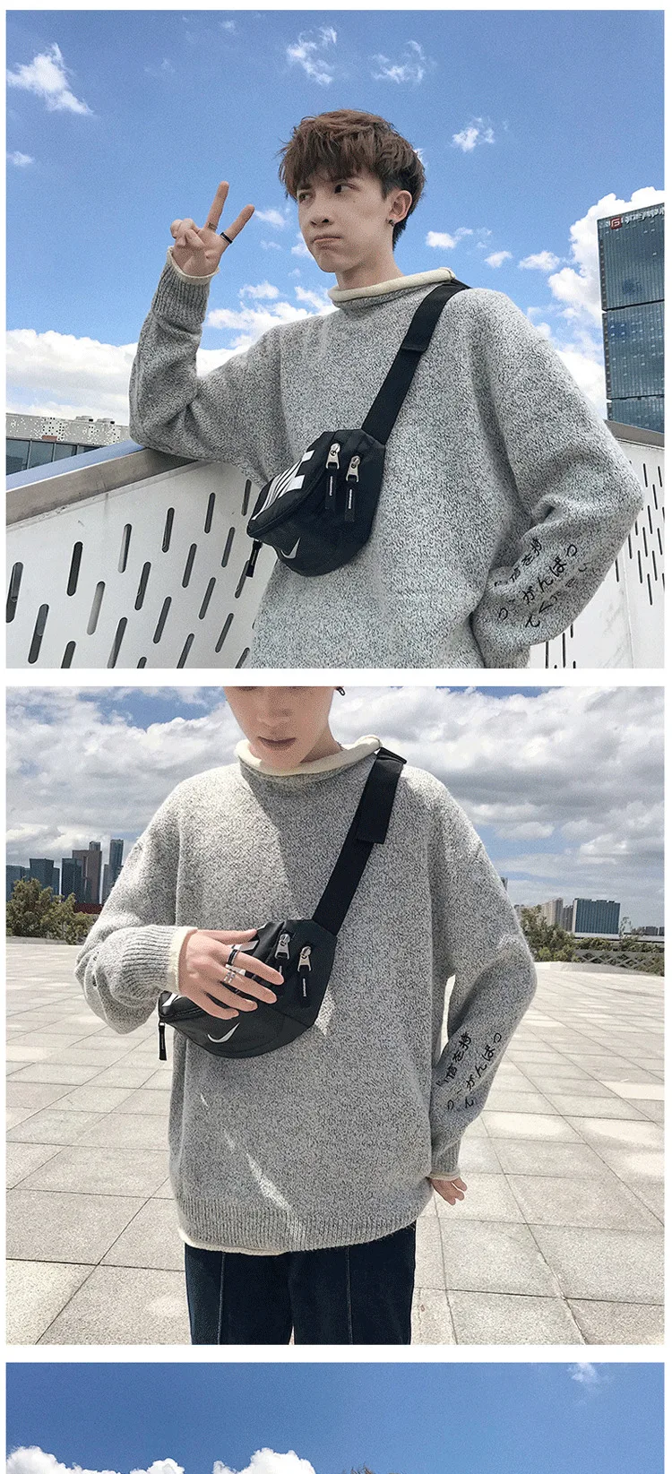 Winter Men's Long Sleeve Knit Embroidery In Warm Cashmere Knitting Woolen Sweaters Casual Coats Brand Male Pullover M-2XL