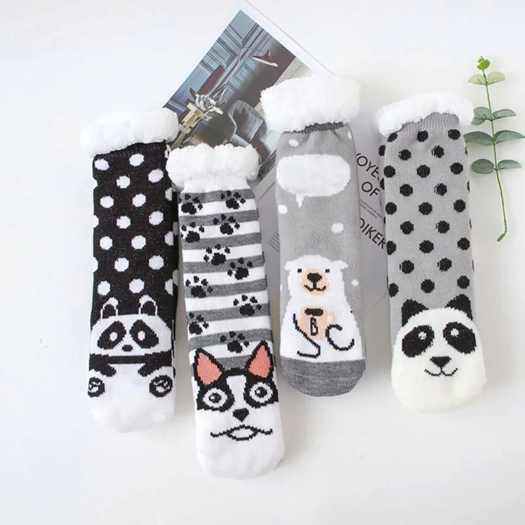 Милые с принтом на тему собак женские носки теплые, мягкие пушистые зимние носки женские удобные флисовые утепленные носки повседневные забавные носки skarpetki