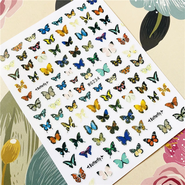 Z-D3702 Z-D3706 Colorful butterfly 3D Back glue Nail decal Nail sticker Nail decoration Nail art Nail ornament WG234
