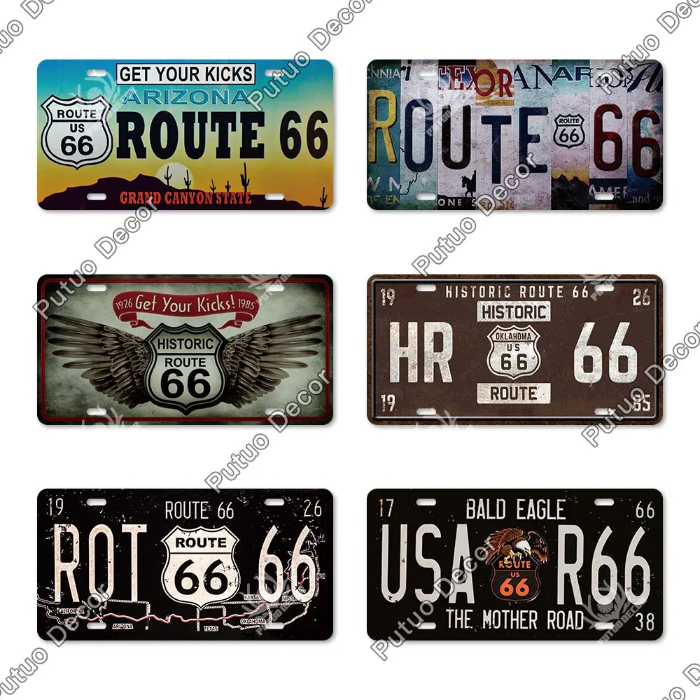 Putuo Декор Route 66 Лицензия Пластина автомобильный номер Оловянная табличка