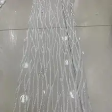 Hh01#5 ярдов/партия бусины Блестки цвета слоновой кости прекрасная петлевая вышивка тонкой сеткой кружева хорошего качества для распиловки свадебное платье/вечерние