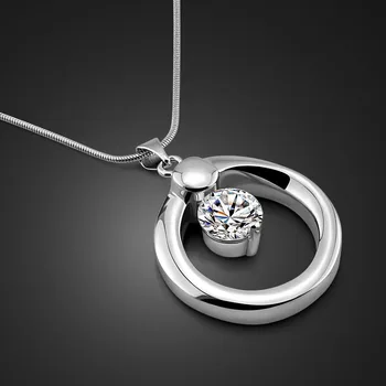 

High quality 1 carat monochrome cubic zirconia 925 sterling silver jewelry accessories fashion simple pendant necklace women