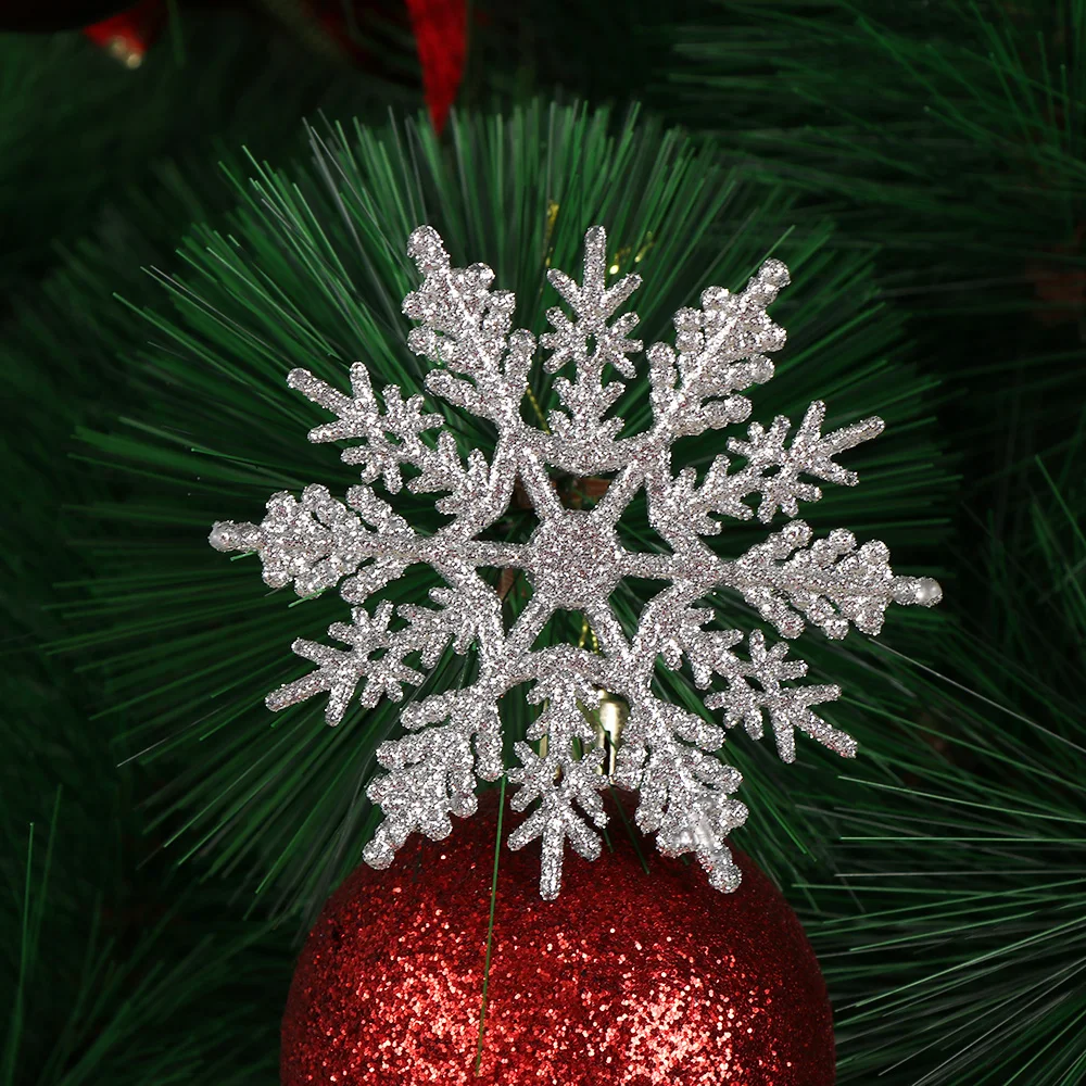 

12Pcs Charming 7.5/10cm Gold Powder Snowflake for Xmas White Christmas Tree Decor Party Holiday Christmas Ornaments Home Decor