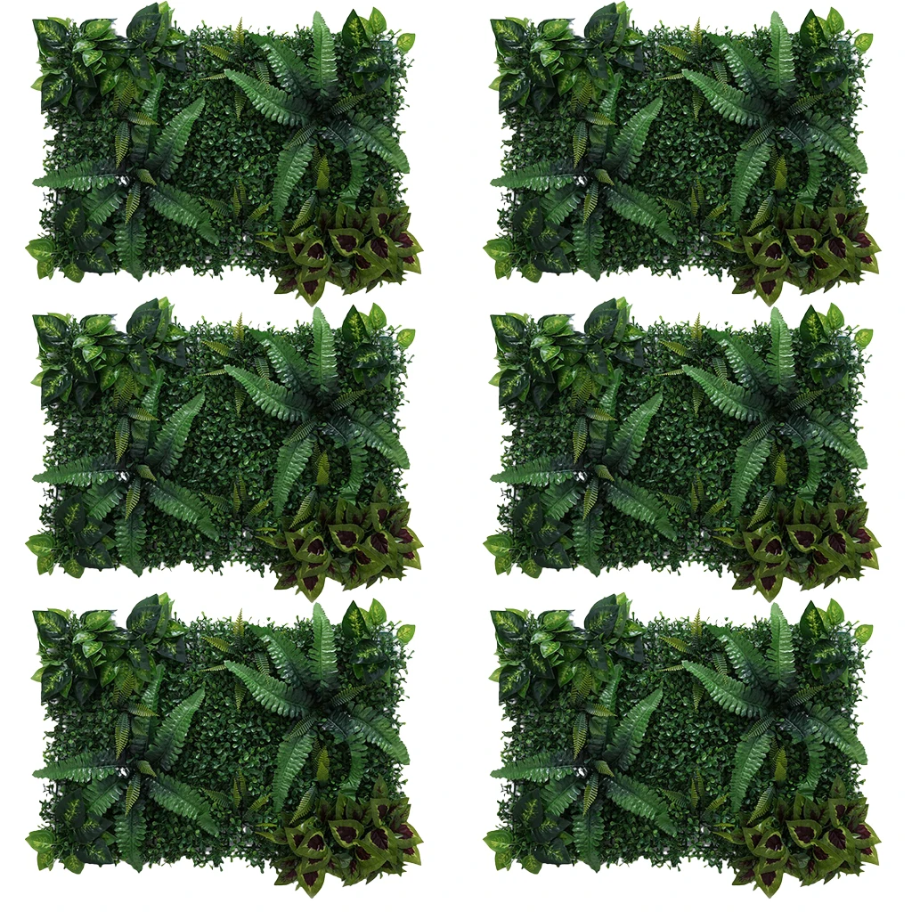 6 Pieces Artificial Plants Green Grass Flower Wall Panels Opening Ceremony Backdrop Floral Decor