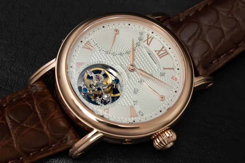 Настоящие оригинальные Роскошные Мужские механические часы Tourbillon с календарем и сапфировым стеклом, мужские наручные часы s ST8004 Tourbillon