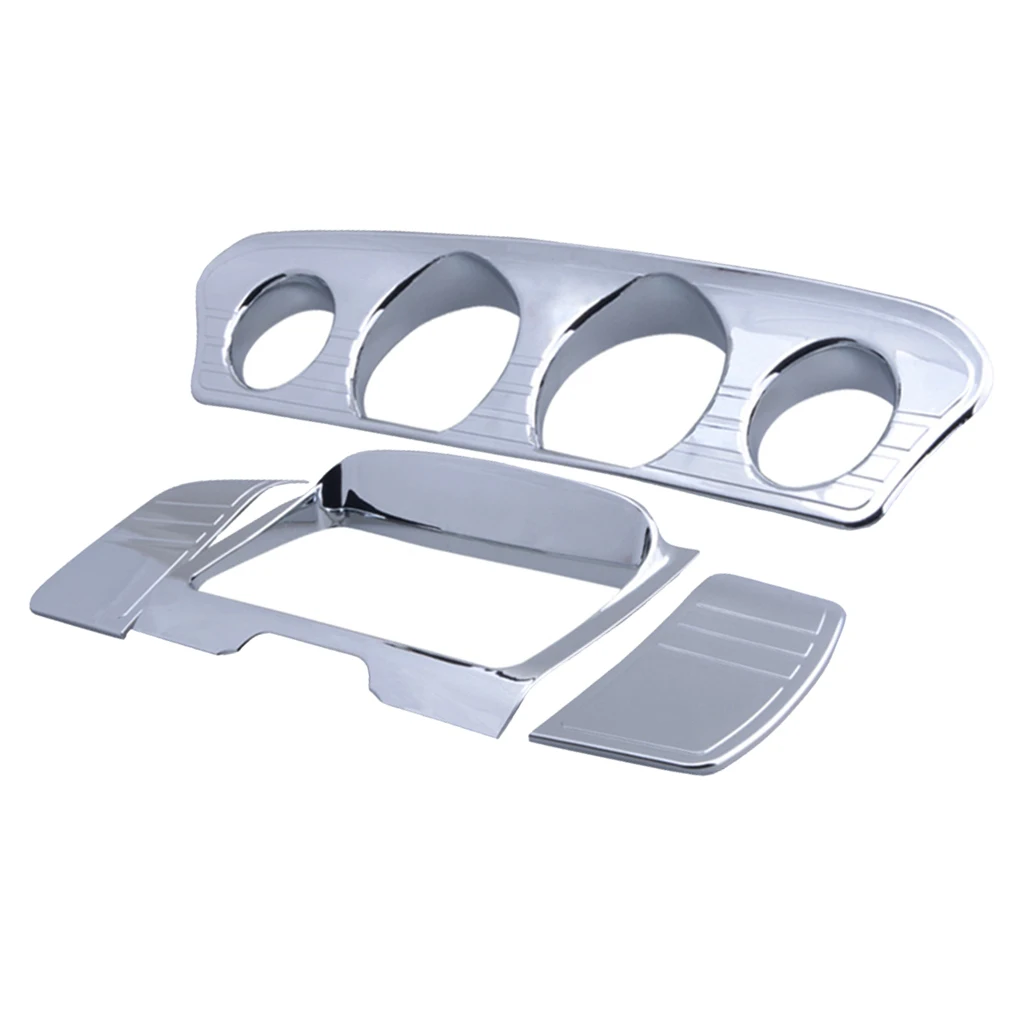 Chrome Tri Line Gauge Stereo Accent Trim Cover for Harley Touring FLHT Ultra 2014-2018