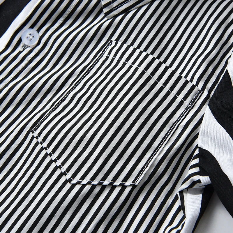 Baby Boys Shirts fashion Lapel Black White Color Matching Stripes Gentleman's Long Sleeve Shirt Toddlers Kids Tops Boys Clothes