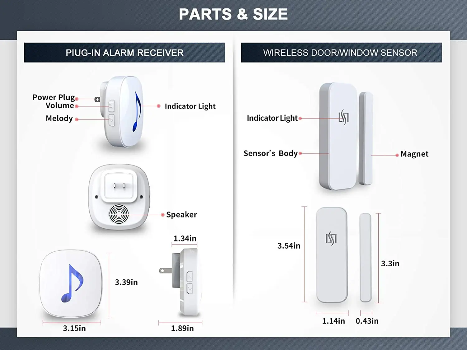 emergency buzzer for elderly HTZSAFE Wireless Door/Window Sensor Alarm System-200 Meters Transmission Range-35 Optional Melodies & 4 Adjustable Volume ring keypad siren