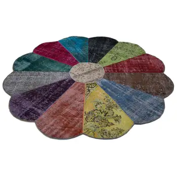 

202x299 Cm Multicolor Handmade Round Patchwork Rug-7x7 Ft