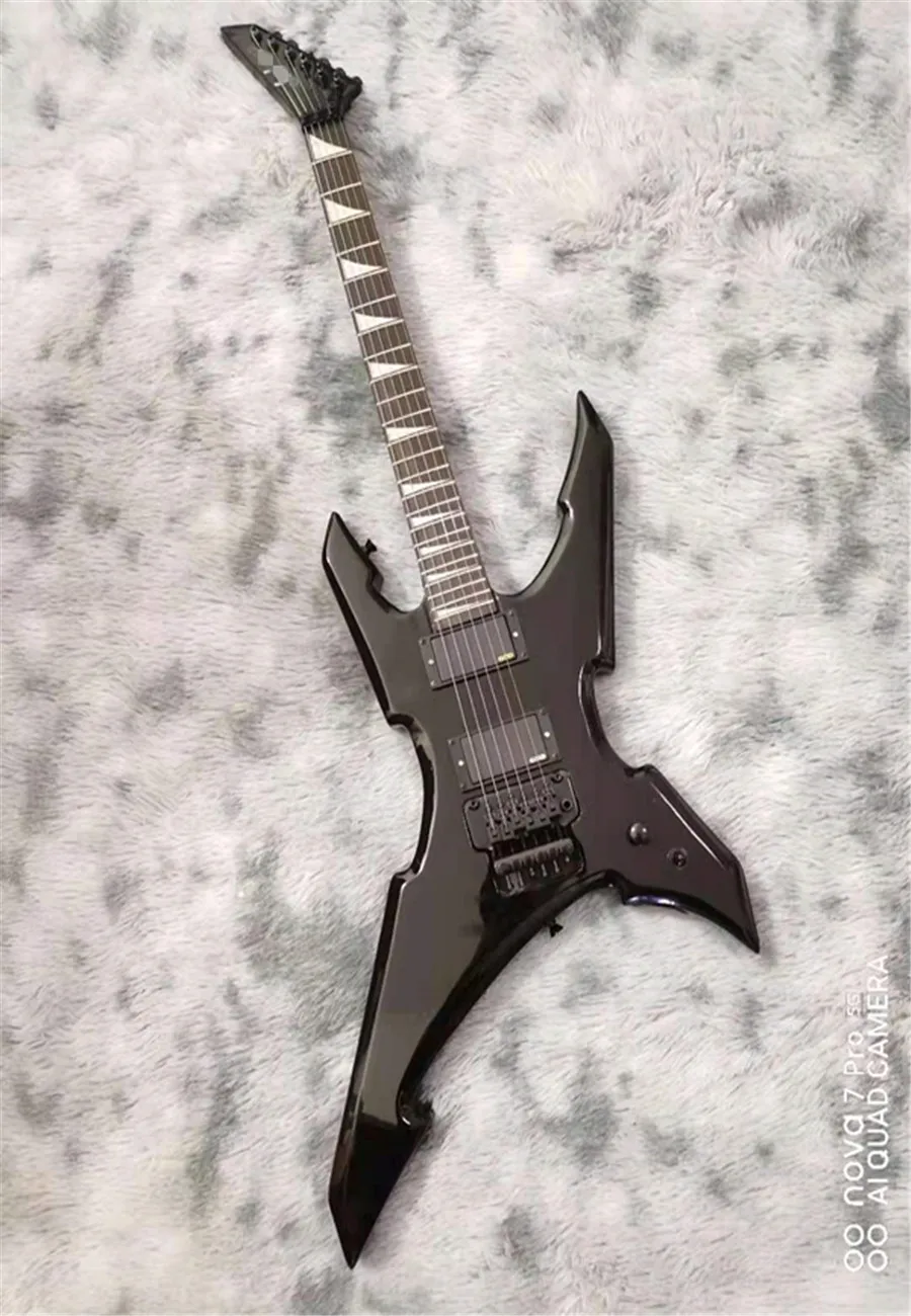 

Бесплатная доставка, 6-струнная профессиональная электрическая гитара, черный корпус, черная краска на заказ, фингерборд из палисандра,