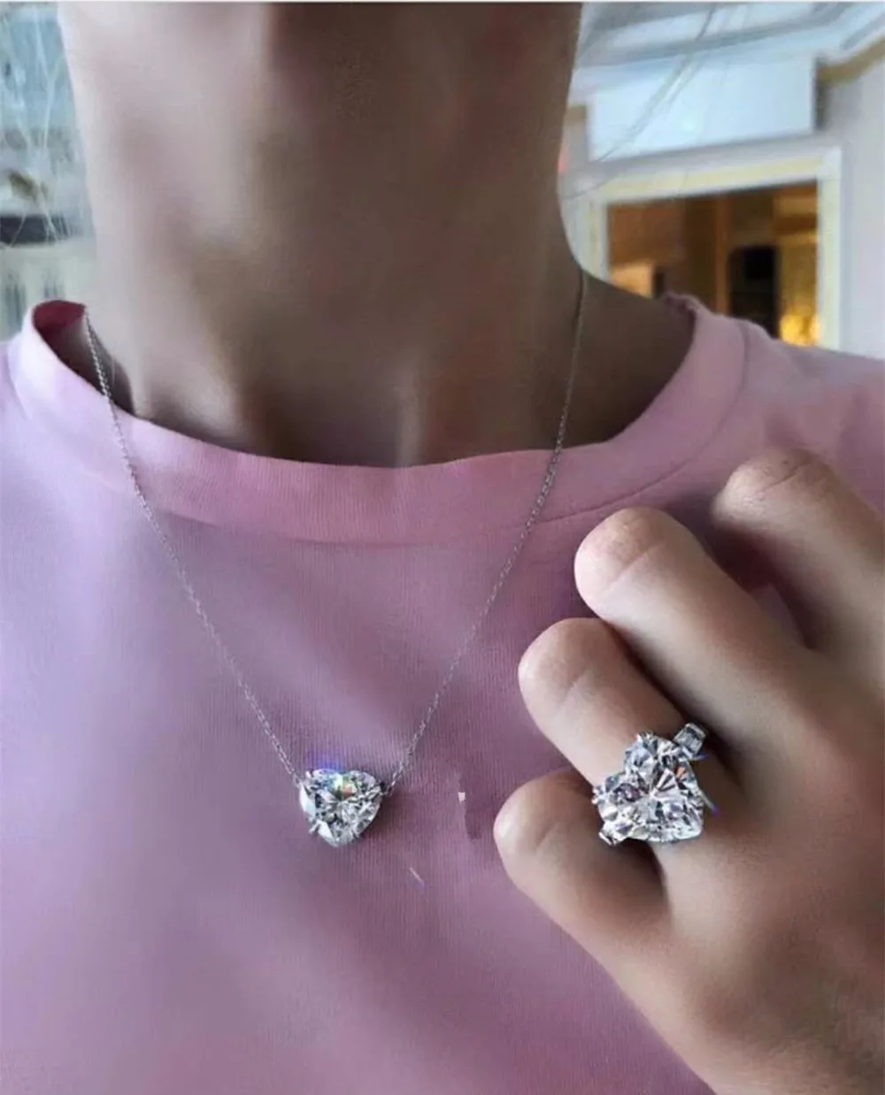 Роскошные кольца из стерлингового серебра 925 пробы в форме сердца, 4CT, с имитацией бриллиантов, для женщин, вечное обручальное кольцо, брендовый набор, хорошее ювелирное изделие, подарок