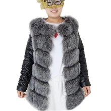 Зимняя Толстая теплая куртка из искусственного меха женская модная Шуба со съемным рукавом Женская Повседневная зимняя шуба LJLS149