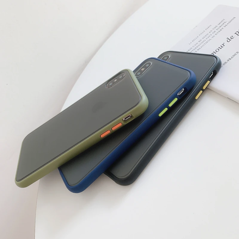 Ударопрочный цветной чехол для телефона для пар iphone 11 11Pro Max X XR XS Max 7 8 6 6s Plus простой прозрачный защитный чехол