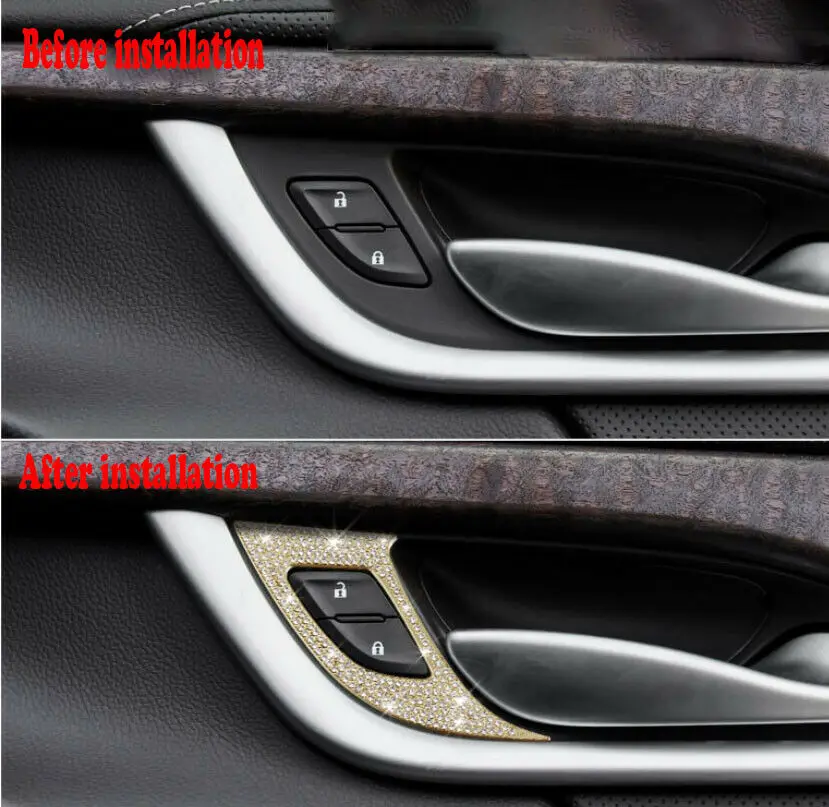 Car modification Car accessories Silver Diamond Inner door handle decorative frame Trim For Cadillac ATS