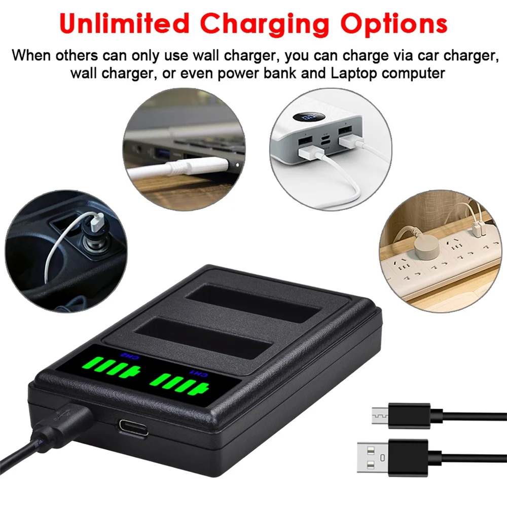 3 Batterie + Caricatore Per GoPro Hero4 - 1680mAh, USB, Con LED - Foto 8