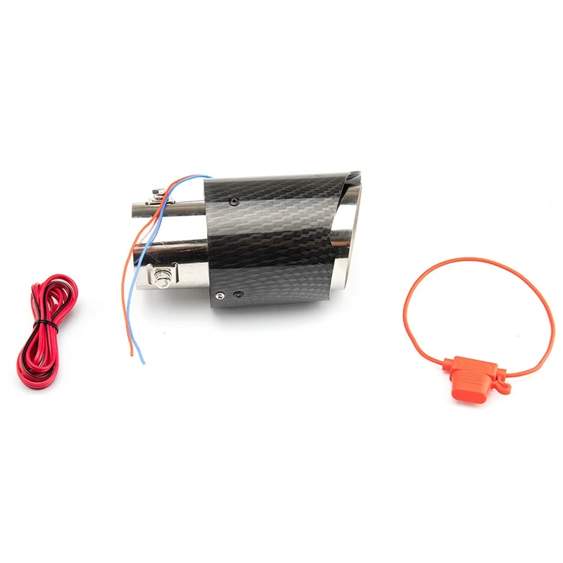 Universal Matte Carbon Fiber Car Exhaust Pipe Tail Muffler Tip LED Light Aluminum alloy
