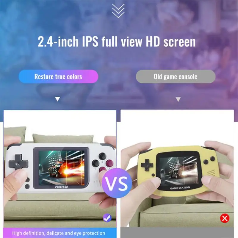 V2 PocketGo Handheld Game Console 2.4inch Screen Retro Game player With 32G TF Card NES/GB/GBC/SNES/SMD PS1 Gaming Consoles Box 2
