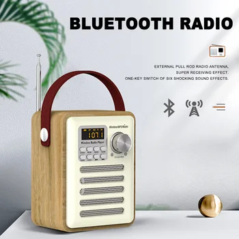 

Digital Clock USB Rechargeable MP3 Retro Multifunctional Mini Radio TF Card Outdoor LED Display Bluetooth Speaker FM Receiver
