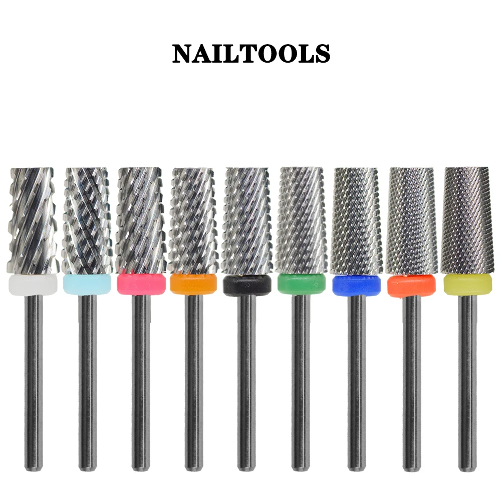 NAILTOOLS 6.6 Sharp Large Original Color Trapezium Tapered Barrel Tungsten steel Carbide milling cutter nail drill bit