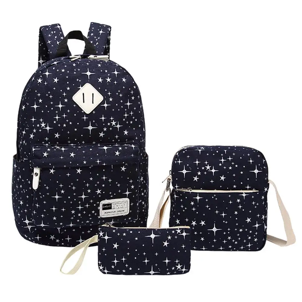 

NEW 3PCS Starry Sky Printing Big Capacity Travel Bag Backpack Women Girls Student School Bag Laptop Backpack