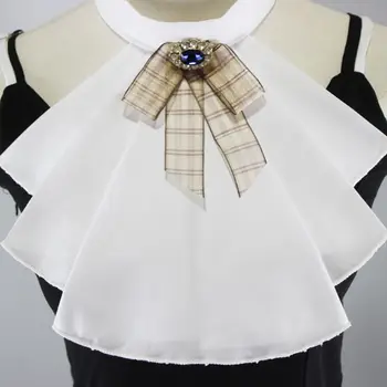 

Multi-layer Pleated Ruffles Fake Collar Imitation Rhinestone Bowtie Neck Ruff 449F