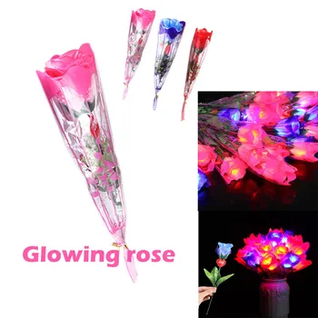 

1pc LED Flashing Simulation Romantic Rose Flower Night Light Gifts Novelty Accessories brinquedos toys for children игрушки